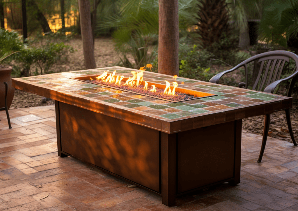 outdoor fire features, fire tables