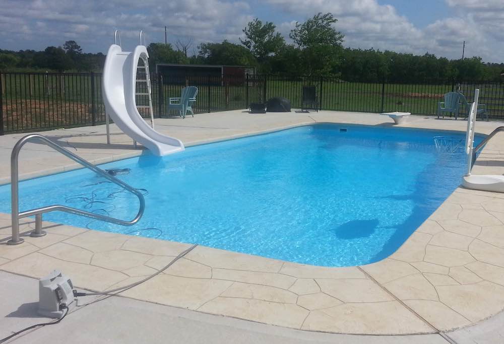 Conroe TX Fiberglass Pool with slide